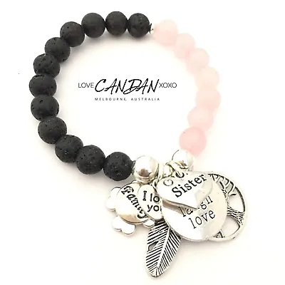 Sister Gift I Love You Friendship Charm Bracelet Lava Aromatherapy Diffuser Bead • $24.95