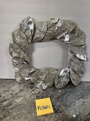 Inspire Me 22” Shimmering Magnolia Leaf Silver Glitter Wreath • $22.51