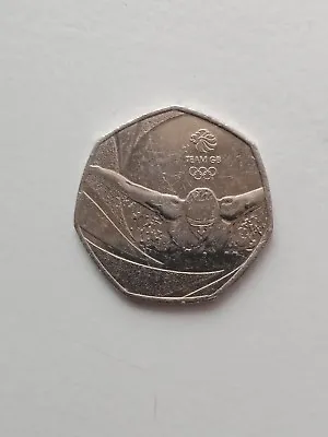 RARE 50 P 2016 Olympic Swimmer Team GB Fifty Pence Coin • £450
