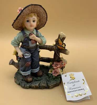 VINTAGE Montefiori Collection Young Child Gardening W/ Butterfly Resin Figurine • $29.99