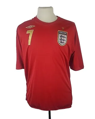 Men's Red Umbro 2006/08 Away England Football Shirt #7 Beckham Size XL • £19.99