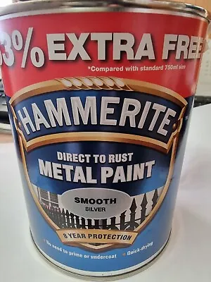 Hammerite Hammered & Smooth Direct To Rust Metal Paint 1 Litre (750ml +33% Free) • £19.99