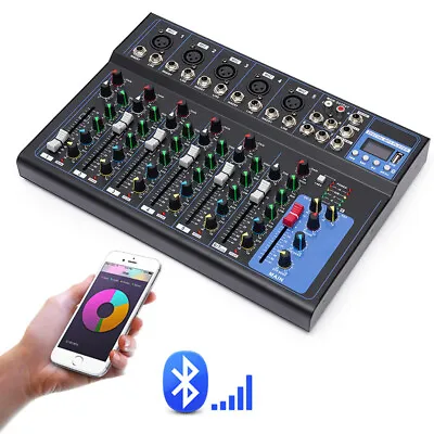 7Channel Sound Audio Mixer Bluetooth USB DJ Live Studio Mixing Console Amplifier • £73.95