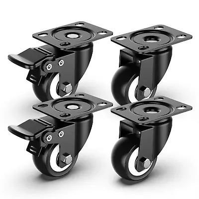 2 Inch Swivel Caster Wheels Heavy Duty Plate Casters With Safety Brake Total Ca • $24.36