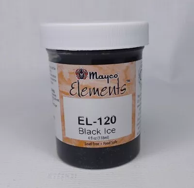 Mayco Elements Ceramic Glaze EL-120 Black Ice USED 4 Oz Jar • $19.99