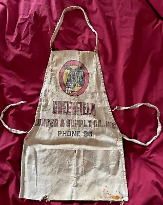 Canvas Nail Apron Vintage Mule Hide Roofs Greenfield Lumber Co & Supply Co Phone • $25