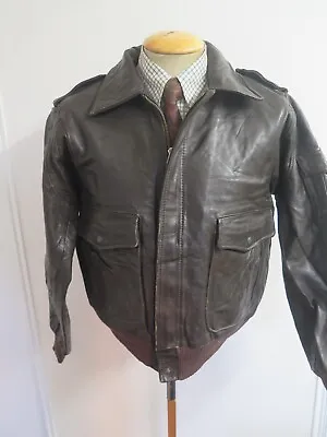 Vintage USAAF Leather A2 Flight Bomber Flight Pilot Jacket L 42  Euro 52 Brown • $80.88