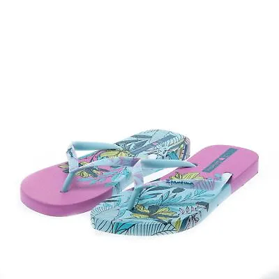 Women's Sandals Ipanema Flower Bomb Slip On Flip Flops In Blue • £21.99