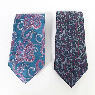 Lot Of 2 Neck Tie Men's John Weitz Van Heusen Purple Blue Pink Mauve Paisley • $23.75