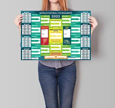 £1.99 • Buy World Football 2022 Cup Tournament Wall Planner Poster Chart A1 A2 A4