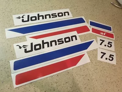 Johnson Vintage Outboard Motor 7.5 HP Decal Kit FREE SHIP + Free Fish Decal! • $16