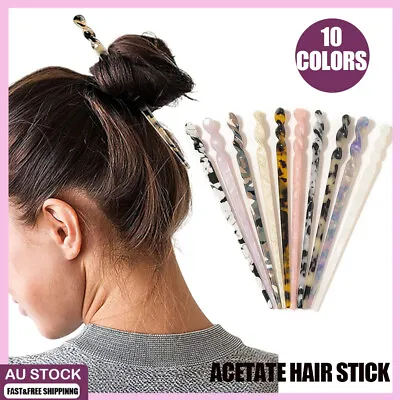 $4.89 • Buy Women Acetate Hair Stick Tortoise Shell Hairpin Chopsticks Hair Accessories AU
