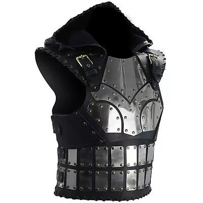 Medieval Knight Leather&Steel Armor Leather Viking Breastplate With Hoodie Armor • $380.12