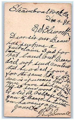 Steamboat Rock Iowa IA Iowa Falls IA Postal E.S. Ellsworth 1882 Posted Antique • $19.47