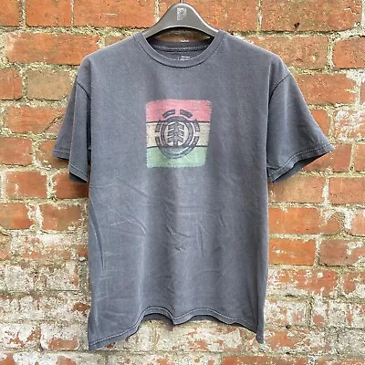 Vintage Element Skateboard T Shirt Men’s Large Jamaican Rasta Colours Faded 90’s • £24.99