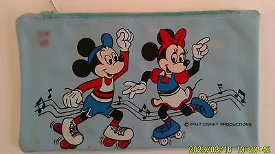 Vintage WDP Mickey & Minnie Mouse Vinyl Pencil Case Made In Thailand • $9.95