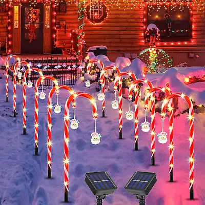Christmas Decoration 12 Candy Cane 84 LED Solar Light Outdoor Waterproof 8 Modes • $58.38