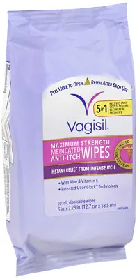 $11.60 • Buy Vagisil Max Strength Medicated Anti-itch Wipes 20 Soft Wipes 