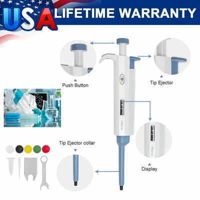 $96.99 • Buy Lab Digital Single Channel, Adjustable Pipetman Micro Pipette/Pipettor, 20-200ul