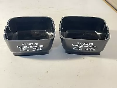 Lot Of 2!  Vintage Ash Trays. Advertising -Starzyk Funeral Home -plastic.  NOS! • $14.95