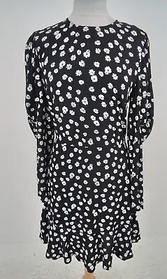 £10.99 • Buy Women's M&S Long Sleeves Midi Dress Black White Floral NWOT F2