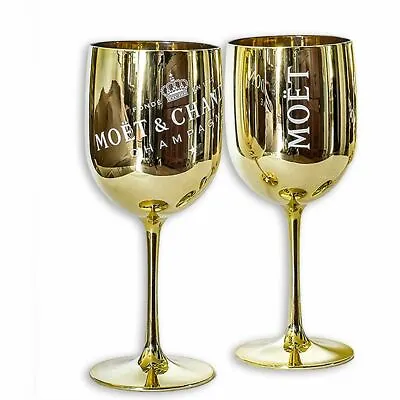 Moet & Chandon Champagne Glasses Flutes Gold Ice Imperial Acrylic  - Set Of 2 • £11.99