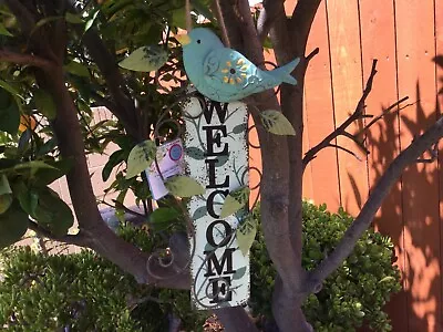 Hanging Bird Decor Garden Patio Amazing Bird Metal Welcome Bird Wall Art • $15.10