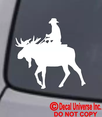 COWBOY GUY RIDING A MOOSE Vinyl Decal Sticker Car Window Wall Bumper Funny Man • $3.69