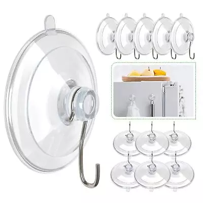 HangerSpace Suction Cup Hooks 1.77 Inches Clear PVC Suction Cups With Metal ... • $11.72