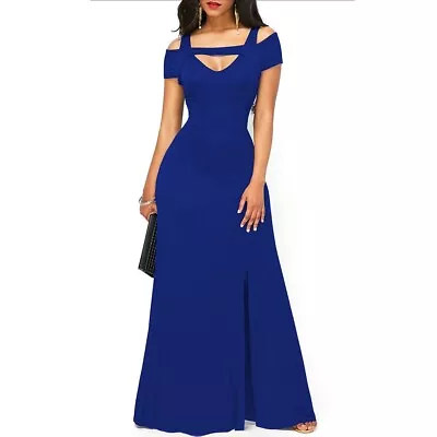 Plus Size Women's Black Maxi Dress With Cold Shoulder And Party Gown Style • $37.30