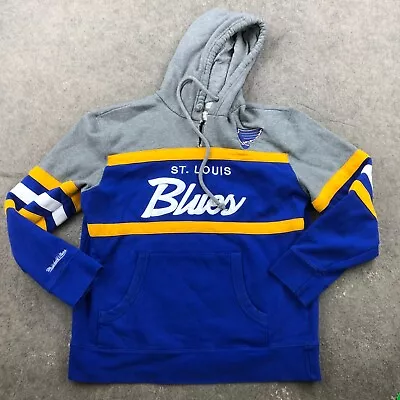 St Louis Blues Hoodie Mens XL Blue Gray Yellow Logo Sweatshirt Pullover Hockey * • $18.98