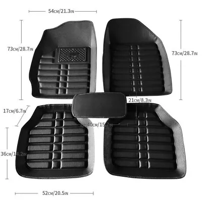 5x Black PU Leather Car Floor Mat Carpets Front & Rear Liner Foot Mat Waterproof • $39.28