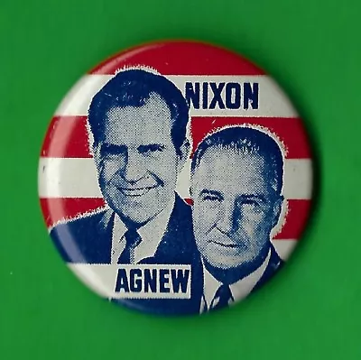 1968 Richard Nixon & Spiro Agnew 1-1/8  / Presidential Campaign Button (Pin 02) • $3.25