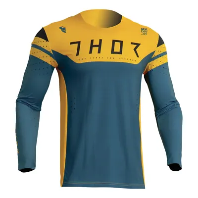 Thor Prime Rival Teal And Yellow MX Off-Road Jersey Men's Sizes SM - 2XL • $39.99