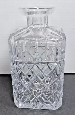 Vtg Heavy Lead Crystal Clear Cut Glass Square Crosshatch Decanter No Stopper • $69.95
