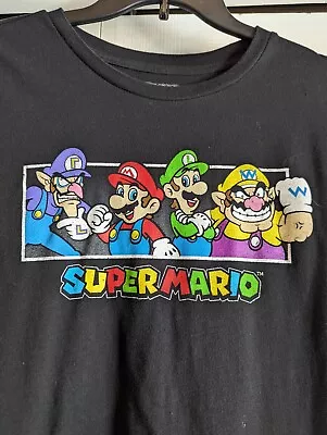 Super Mario T-Shirt Men's Size 2XL Short Sleeve Graphic Crew Neck Black • $8