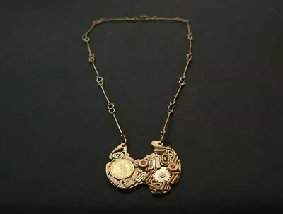 Vintage Brass Copper Steampunk Pendant Necklace • $20