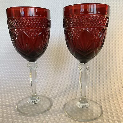 Ruby Red Gothic Vampire Wine Glass Crystal  Stemmed Goblet Vintage Bohemian EUC • $19.35