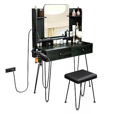 TC-HOMENY Makeup Vanity Table Set With Power Station + Stool Dressing Table Desk • $141.99