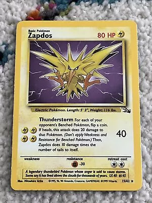 Pokémon TCG Zapdos Fossil 15/62 Holo Unlimited Holo Rare • $8