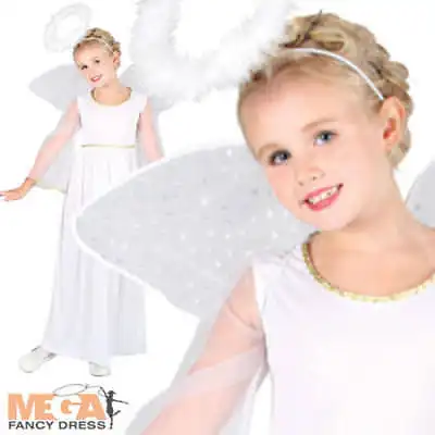 Angel Childs Girls Christmas Nativity Play Fancy Dress Kids Xmas Costume Outfit • £9.49