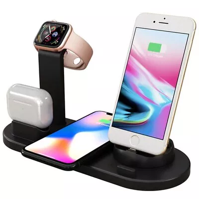 $9.99 • Buy Fast Qi Wireless Charger Charging Dock Station For AirPods IWatch IPhone 6 IN 1