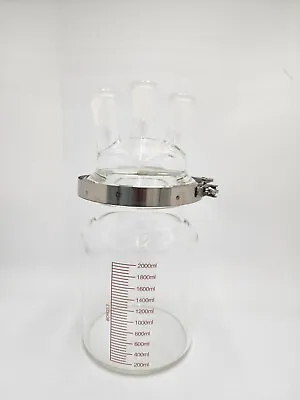 2 Liter Or 2000mL 24/​40 3 Neck Glass Cylinder Reactor Reaction FlatBottom Flask • $309.99