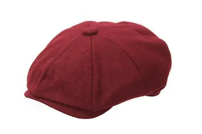 New Men's Maroon Melton Wool 8 Panel Gatsby Newsboy Peaky Baker Boy Flat Cap  • £21.99