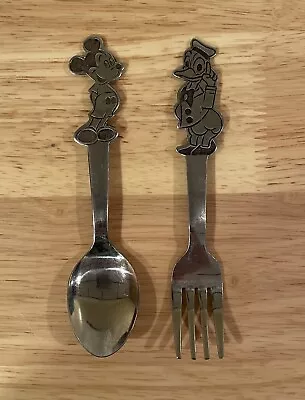 Mickey Mouse & Donald Duck Child Fork & Spoon Walt Disney Stainless By Bonny • $26.99