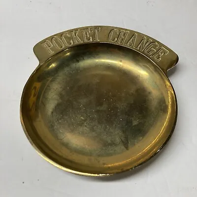 Vintage SOLID BRASS  Pocket Change  Dish -  Coin Tray Holder - 5  Mid Century • $29.99