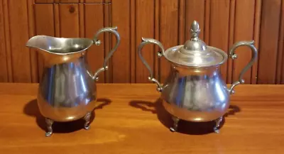 Vintage Preisner Pewter 2061 Ornate Claw Feet Creamer & Sugar Bowl Lid Set • $9.99