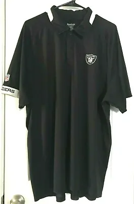 OAKLAND LOS ANGELES RAIDERS Logo Men Black S/S Play Dry Polo Shirt XL Reebok NFL • $9.99