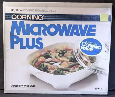 NEW IN BOX Corning Microwave Plus MW-9-B-N 1986 8  Sq. Browning Skillet & Lid • $22.89