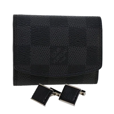 £210.02 • Buy LOUIS VUITTON Damier Graphite Cuff Case Cuffs LV Auth 45423